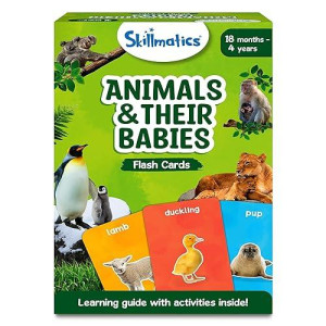 Skillmatics Thick Flash Cards For Toddlers - Animals & Their Babies, Montessori Toys & Games, Gifts, Preschool Learning For Kids 1, 2, 3, 4 Years