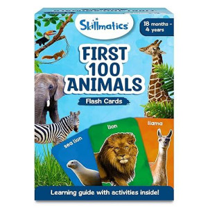 Skillmatics Thick Flash Cards For Toddlers - First 100 Animals, 3 In 1 Educational Game, Gifts, Includes Learning Activities For 18 Months To 4 Years - 100 Pictures