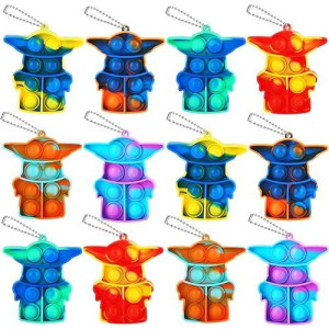 Couoao 12Pcs Cute Cartoon Party Favors, Party Supplies Interactive Exchange Gift Basket Bag Box Filler Stuffer Soft Silicona Squeeze Pop Toys Keychain For Kids,Students,Childs, Etc [ Y D ]