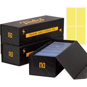 X Pro Trading Card Storage Box [3 Pack] Magnetic Lid | Toploader Storage Box Fits 800 Cards, 200 Toploaders, Or 50 One Touch | Baseball Card Storage Box | Sports Card Storage Boxes - Labels Included