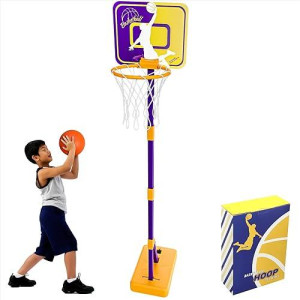 Littneo Basketball Hoop For Kids, 3.1 Ft-5.3 Ft Height Adjustable Basketball Set, Indoor And Outdoor Toys For Boys And Girls