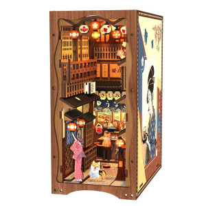 Cutebee Diy Book Nook Kit, Diy Dollhouse Booknook Bookshelf Insert Decor Alley, Bookends Model Build-Creativity Kit With Led Light (Under The Sakura Tree)