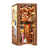 Fsolis Book Nook Kit, Diy Miniature Dollhouse Kit 3D Wooden Puzzle Bookends Mayberry Street Miniatures Book Nook Shelf Insert Bookshelf Decor Diorama Kit Library Decor Book Nook(Ys06)