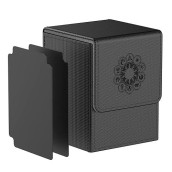 Mixpoet Deck Box Compatible With Mtg Cards, Trading Card Case With 2 Dividers Per Holder, Large Size For 100+ Cards - The Elementals (Black)
