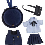 Niannyyhouse Obitsu 11 Kindergarten Uniform Suit Hat Vest Shirt Skirt Backpack 1/12 Bjd Doll 4.3 Inches (11 Cm) Body Clothes (Girl-Blue)