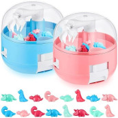 Deekin 2 Sets Of Mini Claw Machine For Kids With Dinosaur Mini Stuff Toy Small Pill Claw Machine Dinosaur Theme Birthday Gifts (Blue, Pink)