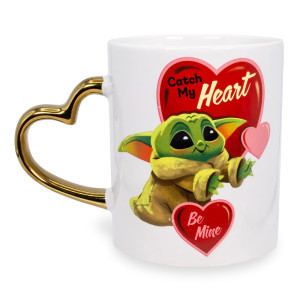 Star Wars: The Mandalorian grogu Heart-Shaped Handle ceramic Mug 14 Ounces