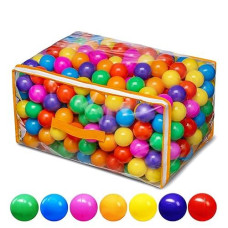 Vanland Ball Pit Balls For Baby And Toddler Phthalate Free Bpa Free Crush Proof Plastic - 7 Bright Colors In Reusable Play Toys For Kids With Storage Bag
