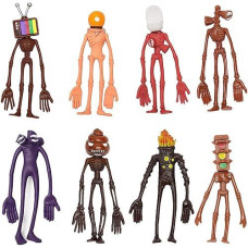 Hotplacy 8Pcs Siren Head Horror Toys - Action Figures, Cartoon Monster Decorations For Kids, Children'S Birthday Gifts