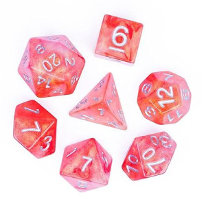 Udixi 7-Die Polyhedral Dice Set, Dnd Dice Set Nebula Dice D&D Dice For Dungeons And Dragons, D N D, (Orange Nebula Dice)