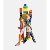 Kids Adventure Jumbo Blocks - (112) Piece Big Blocks - 8" X 4" And 4" X 4" Large Building Blocks For Toddlers -Made In The Usa - Durable Safe Plastic Blocks Jumbo Blocks (00294-5)