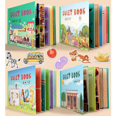 Mikneke 4 Pack Diy Quiet Book For Toddlers, Montessori Busy Book For Kids To Develop Learning Skills, Animal Vehicle Number Fruit Preschool Learning Activities Learning & Education Toys