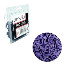 500 Count Purple Rubber Bands In Re-Closable Container For Ponytails And Braids