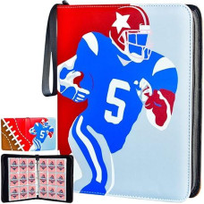 Ysisum Football Card Binder With Sleeves, 9-Pocket Portable Card Protectors Album Holder Book With Zipper, Fits 720 Trading Cards With 40 Removable Sleeves, Football Cards Display Storage Case