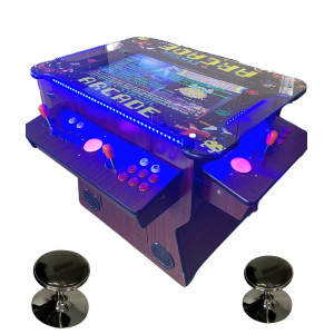 Top Us Video Arcades Full Size Commercial Grade Cocktail Arcade Machine 3515 Games Lift Up / Tilt Screen 26.5 Screen Tempered Glass 2 Stools Included 5 Year Warranty Dark Wood