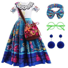 Hbtkxiawei Magic Family Dress Costume Toddler Girls Cosplay Princess Outfits Kids Halloween Stage Show Party Dress Up (4-5 Years, Blue)