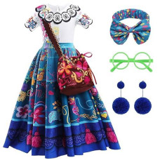 Hbtkxiawei Magic Family Dress Costume Toddler Girls Cosplay Princess Outfits Kids Halloween Stage Show Party Dress Up (7-8 Years, Blue)