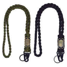 2 Pcs Heavy Duty Braided Paracord Lanyard Keychain With Usa Flag, Parachute Rope Necklace Keychains, Braided Strong Lanyard With Metal Hk Clip Key Ring For Outdoor Activities, Camera, Traveling