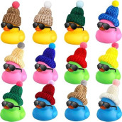 Chivao 12 Pcs Mini Rubber Ducks With Sunglasses/ Glasses And Hats/ Necklace, Cruise Rubber Ducks In Bulk Valentine'S Day Gift Small Duck Bathtub Toy For Hiding Party Favor(Fresh Color,Vivid Style)
