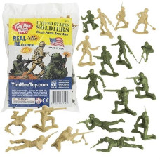 TimMee Plastic Army Men - OD green vs Tan 48pc Toy Soldier Figures - Made in USA