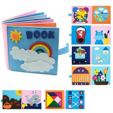Washable Montessori Toddlers Busy Board 3D Baby Story Cloth Book Early Learning Education Habits Knowledge Develop Travel Toys For Boys And Girls Sensory Story Book