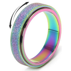 Mhwtty Anxiety Ring For Women Fidget Toys Adults Spinner Ring Fidget Rings Stainless Steel Fidget Spinner Ring Rainbow