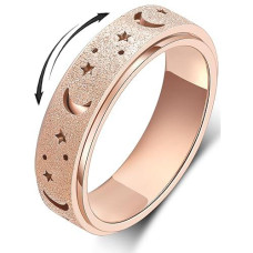 Mhwtty Anxiety Ring For Women Fidget Ring Stainless Steel Spinner Rings Fidget Rings Gift For Women Moon Star Rose Gold Size 9