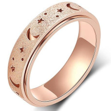 Mhwtty Anxiety Ring For Women Fidget Ring Stainless Steel Spinner Rings Fidget Rings Gift For Women Moon Star Rose Gold Size 6