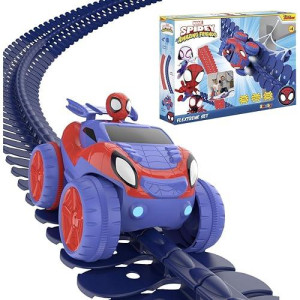 Smoby 7600180918, Smoby Spidey Flextreme Car Track Discovery Set, Smoby Flextreme Spidey Set Of 184 Flexible Tracks, 1 Spidey Car With Light Effect And Spider Web Shaped Track Support, From 4 Years