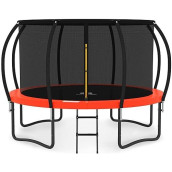 Jumpzylla Trampoline 8Ft 10Ft 12Ft 14Ft Trampoline With Enclosure - Recreational Trampolines With Ladder And Galvanized Anti-Rust Coating, Astm Approval- Outdoor Trampoline For Kids