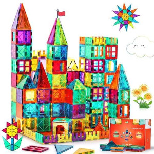 Gemmicc Magnetic Tiles Building Blocks, Magnet Toys For Kids, Stem Approved Educational Toys,3D Magnet Puzzles Stacking Blocks For Boys Girls,63 Pcs Classic Set