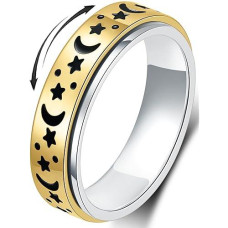 Mhwtty Anxiety Ring For Women Moon Star Fidget Ring Stainless Steel Spinner Rings Gift For Women Men Gold Size 8
