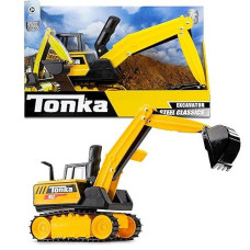 Tonka 6182 Mighty Excavator, Kids Construction Toys For Boys And Girls, Vehicle Toys For Creative Play Trucks For Children Aged 3 +, Yellow & Black