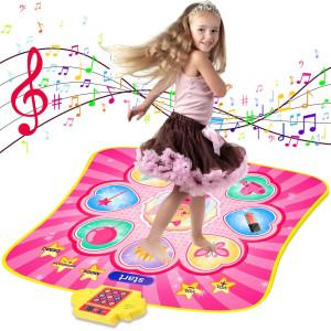 Joyvalley Dance Mat Games Toys - Kids Dance Rhythm Step Play Mat For Girls Boys Exercise Musical Pad Floor Game Toy Birthday For 3 4 5 6 7 8 9 10 + Years Old Children