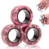 3Pcs Magnetic Rings Fidget Toy Set,Adult Fidget Magnets Spinner Rings For Anxiety Relief Therapy, Stocking Stuffers For Adults Men Teens | Gift For Boys Girls Kids
