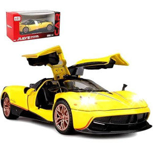 1:32 Alloy Diecast Metal Cars Model Collectible Pagani Huayra Dinastia Pull Back Vehicle, Pull Back Model Cars With Light And Sound,Children'S Christmas Birthday Gifts,Etc.(Yellow)