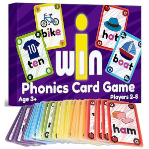 The Bambino Tree Iwin Phonics Game And Vowels Sounds Card Game - Learn To Read Kindergarten 1St 2Nd Grade Learning - Short Vowel Cvc Words And Long Vowel Matching Game 2-8 Players