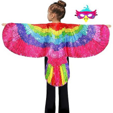 D.Q.Z Bird-Wings-Eagle-Costumes For Kids Dress Up Toys Parrot Halloween Role Play Animal Party (Rainbow)