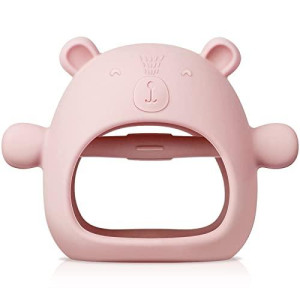 Cozypanda Baby Teething Toys, Teething Toys For Babies 0-6 Months, Baby Teether For Teething Relief, Teething Pacifiers Bpa Free, Bear(Pink)