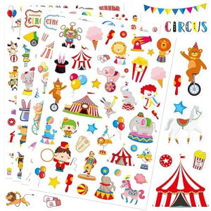 Cute Carnival Circus Stickers 820 Count Party Goodie Gifts Bags Decor Red White Elephant Clown Adhesive Stickers For Girls Boys Birthday Invitations Art Craft Decorations School Game Class Rewards