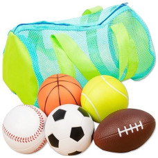 Hapinest Soft Foam Sports Balls With Carrying Bag Toys And Gifts For Kids Toddler Age Boys And Girls