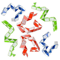 Neliblu 6 Sensory Fidget Snake Cube Twist Puzzles Toys For Kids - Stocking Stuffers - Bulk Pack Of 6 Assorted Colors - Snake Fidget Toy Party Favors - Snake Puzzle Party Bag Fillers