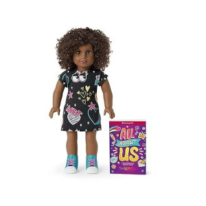 American Girl Truly Me 18-Inch Doll #112 With Brown Eyes, Dark-Brown Hair, Deep Skin, Black T-Shirt Dress, For Ages 6+