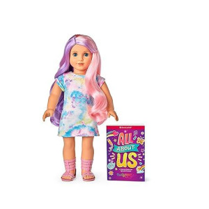 American Girl Truly Me 18-Inch Doll #116 With Blue Eyes, Purple-And-Pink Hair, Light Skin, Tie Dye T-Shirt Dress, For Ages 6+