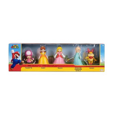 Super Mario Nintendo Figures, Pack Of 5, Peach & Friends Set, 6.5 Cm, 13279