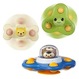 3 Pcs Alasou 3D Cartoon Suction Cup Spinner Toys For 1 2 Year Old Boys|Spinning Top Baby 12-18 Months|First Birthday Gifts Boys And Girls|Sensory Toddlers 1-3