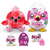 Pets Alive Chirpy Birds (Flamingo) By Zuru, Electronic Pet That Speaks, Giant Surprise Egg, Stickers, Comb, Fluffy Clay, Bird Animal Plush For Girls