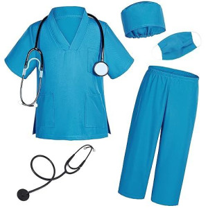 Doctor Costume For Kids Scrubs Pants With Accessories Set Toddler Children Cosplay 3T-4T Blue