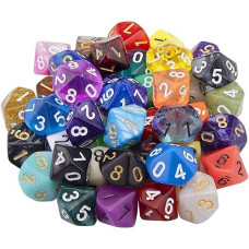 Austor 42 Pieces Polyhedral Dice 10 Sided Game Dice Set Mixed Color Dices Assortment With A Black Velvet Storage Bag For Dnd Rpg Mtg Table Games