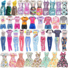 Barwa 10 Sets Doll Clothes Including 3 Sequins Dresses 3 Fashion Floral Dresses 4 Casual Outfits Tops And Pants For 11.5 Inch Girl Dolls